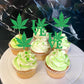 Ercadio 24 Pcs Green Glitter Cupcake Toppers for Birthday Party Decorations
