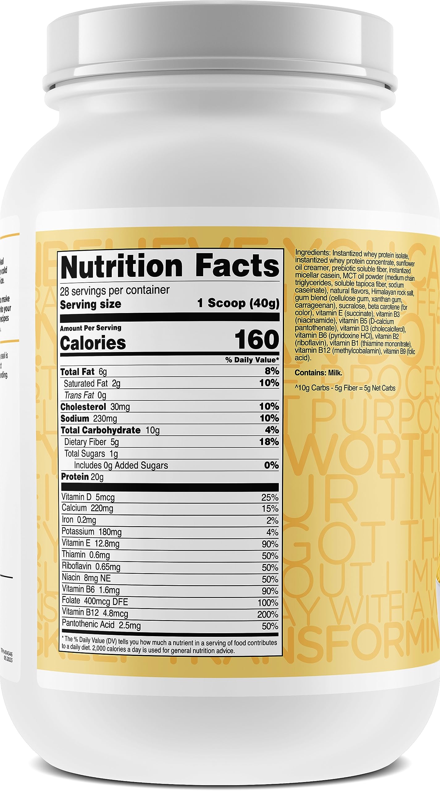 TransformHQ Meal Replacement Shake Powder - Pineapple Whip, Gluten Free, Non-GMO, 40 Ounce (Pack of 1), Model TSF-MRS28-PNAPPLE