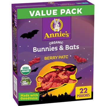 Annie's Organic Bunnies and Bats Fruit Flavored Snacks, Berry Patch, Value Pack, 15.4 oz (22 Pouches)