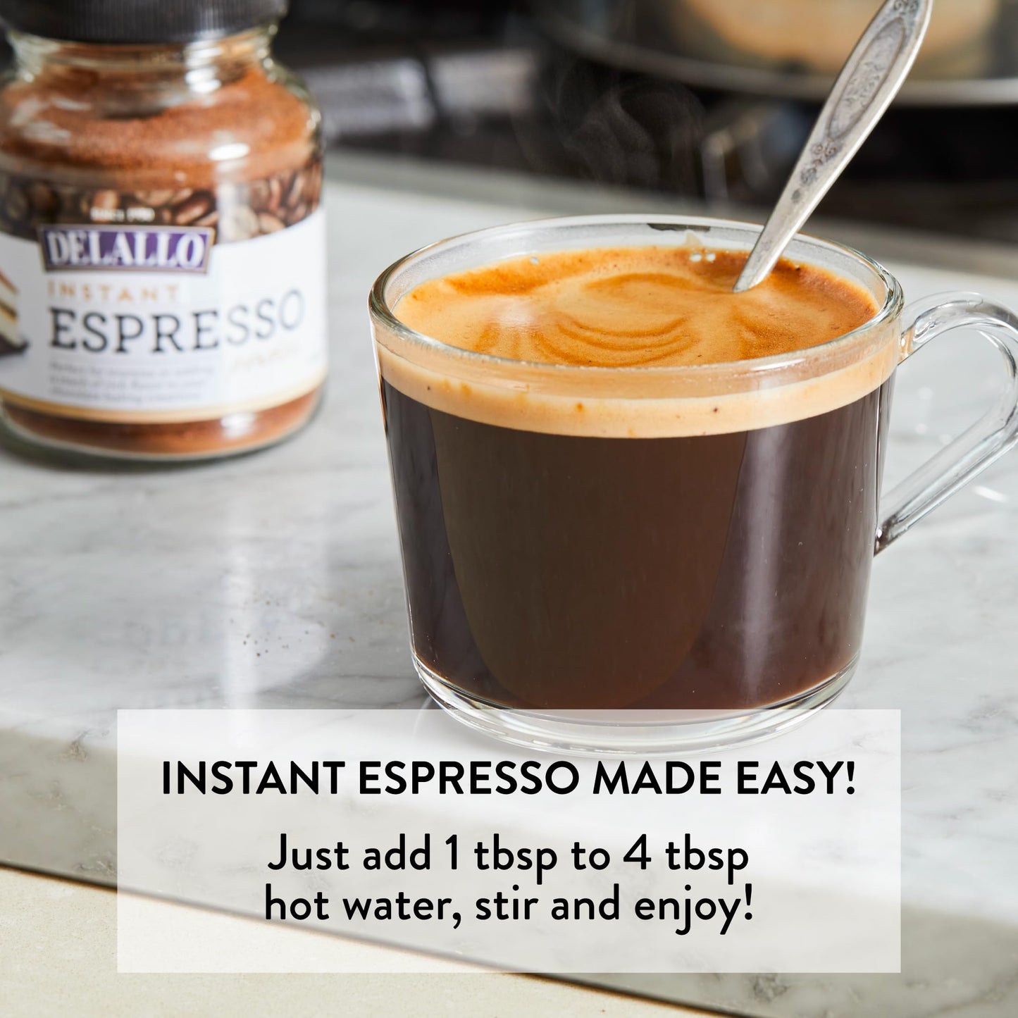 Delallo Instant Espresso Powder, 1.94 Ounce Jar, 6 Pack, For Baking And Drinks,100% Dark Roast Coffee, Naturally Caffeinated, Non Gmo