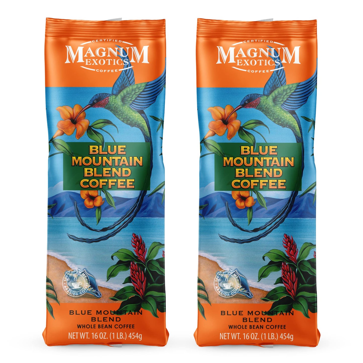Magnum Exotics Coffee Blue Mountain Coffee Blend - Medium-Light Roast, Whole Bean Coffee, Made From 100% Arabica Bean Coffee, Ri