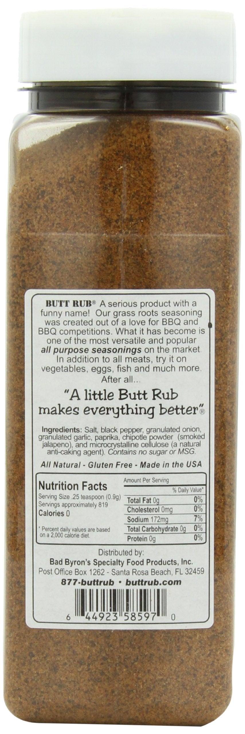 Bad Byrons Butt Rub Barbeque Seasoning, All-Purpose Dry Rub, 26 oz Shaker Bottle, Pack of 6