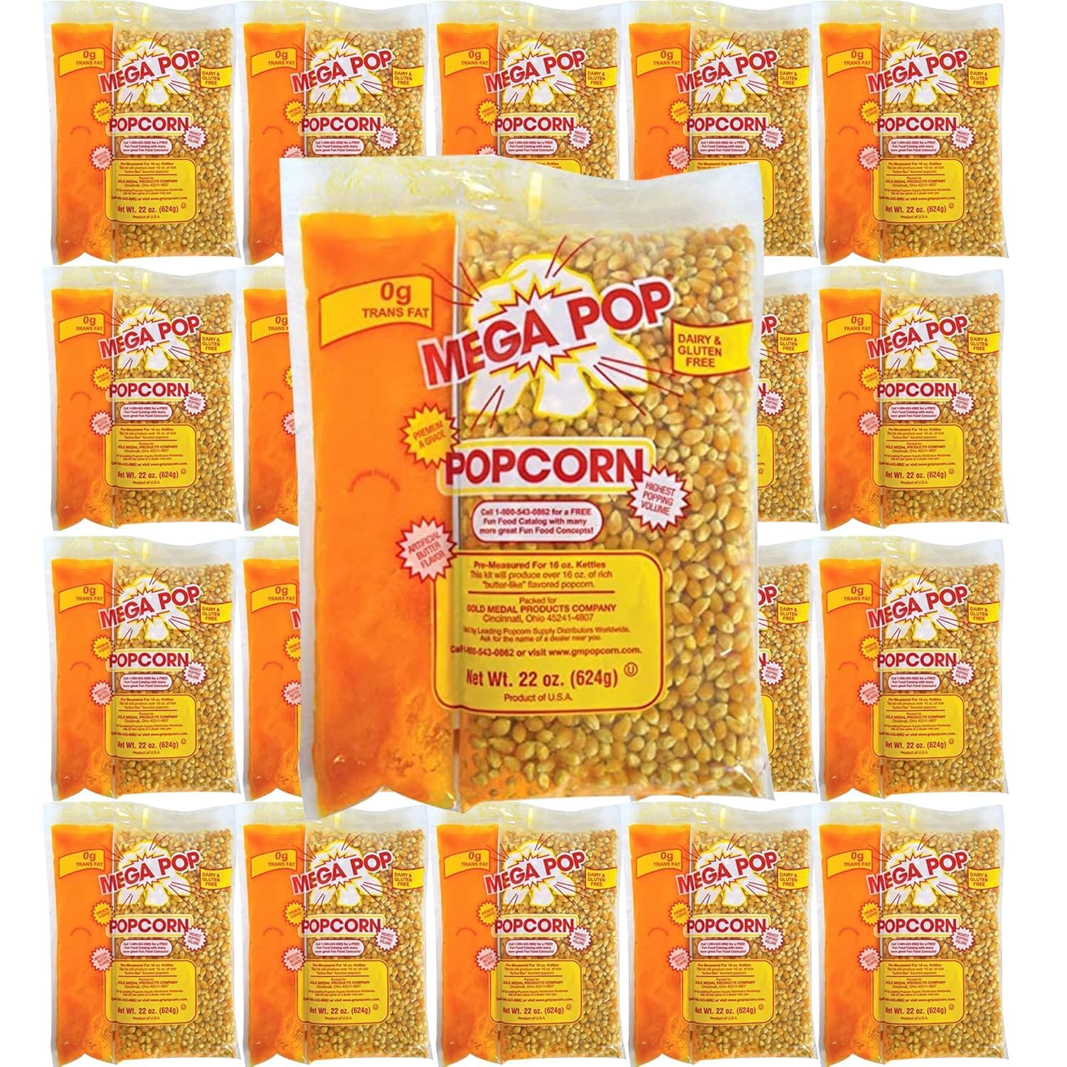 Generic Mega-pop Popcorn Kit with Coconut Oil - 22 Oz., 20 Count, 30 Pound (Pack of 1)