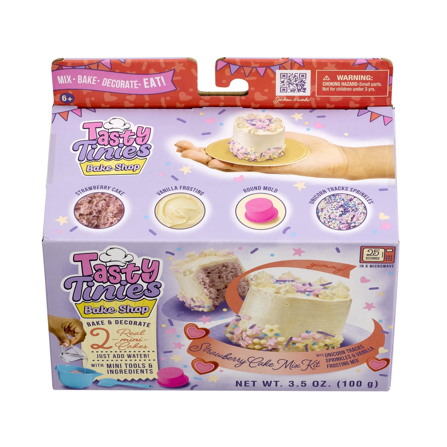 Goliath Tasty Tinies Bake Shop Strawberry Cake Mix Kit with Unicorn Tracks Sprinkles & Vanilla Frosting Mix | Bake & Decorate 2