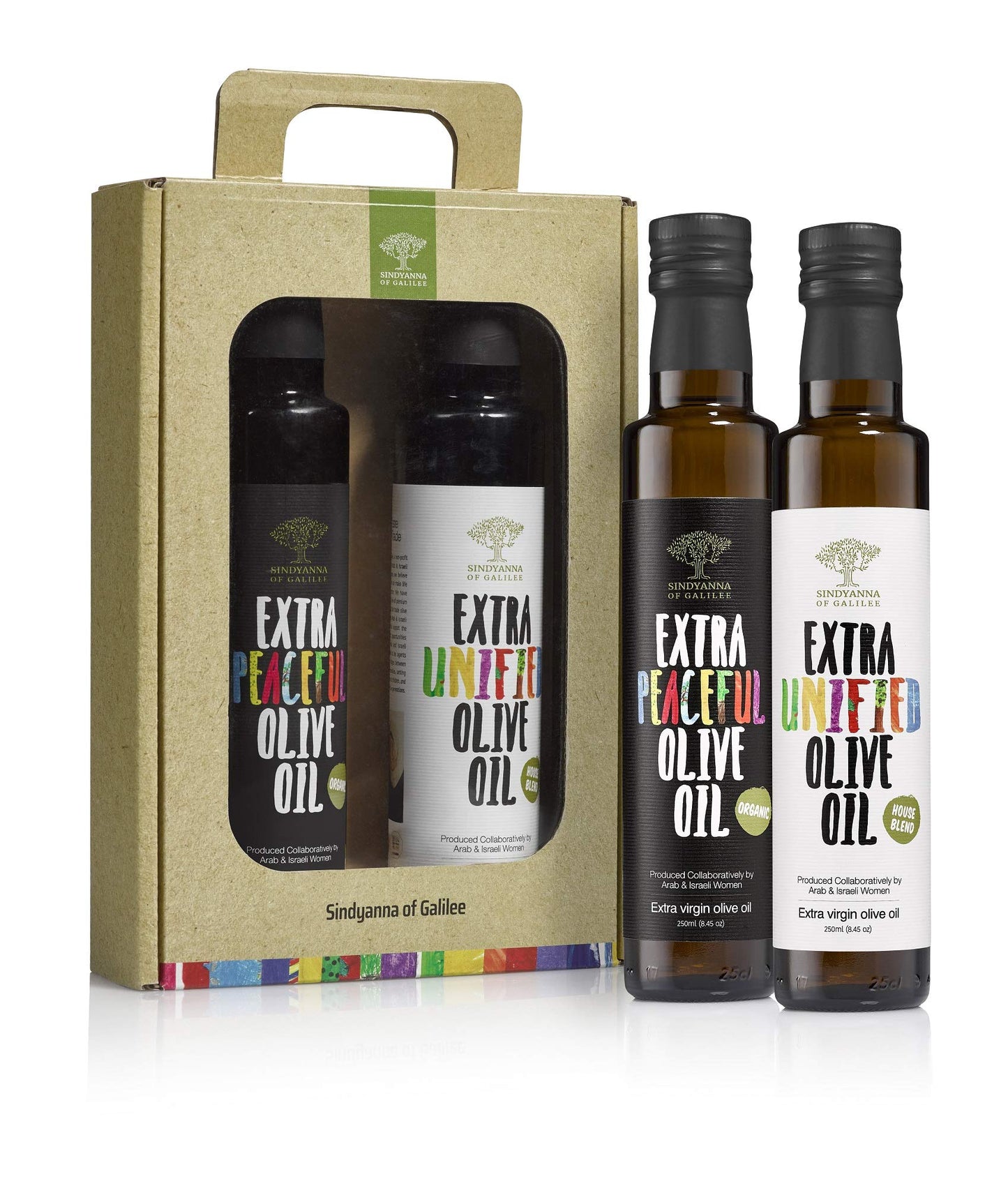 Sindyanna Olive Oil Pack Of 2 Bottles. Extra Virgin Olive Oil Gift Set Including House Blend & Organic Olive Oil, Cold Pressed M