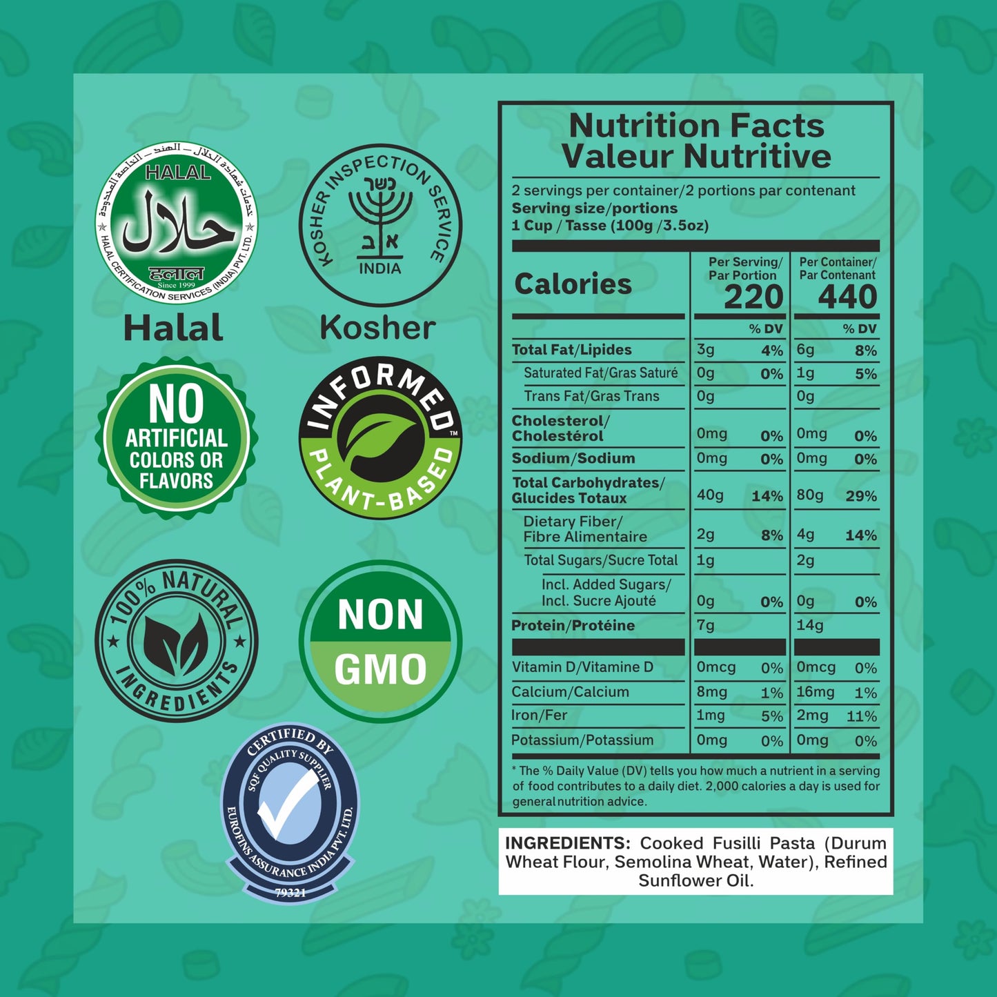 PASTA ZING Microwavable Fusilli Pasta, 100% Italian Duspirit-inspired flavor Wheat, Ready to Eat in 60 Sec, Pack of 7, 7.05 Ounce