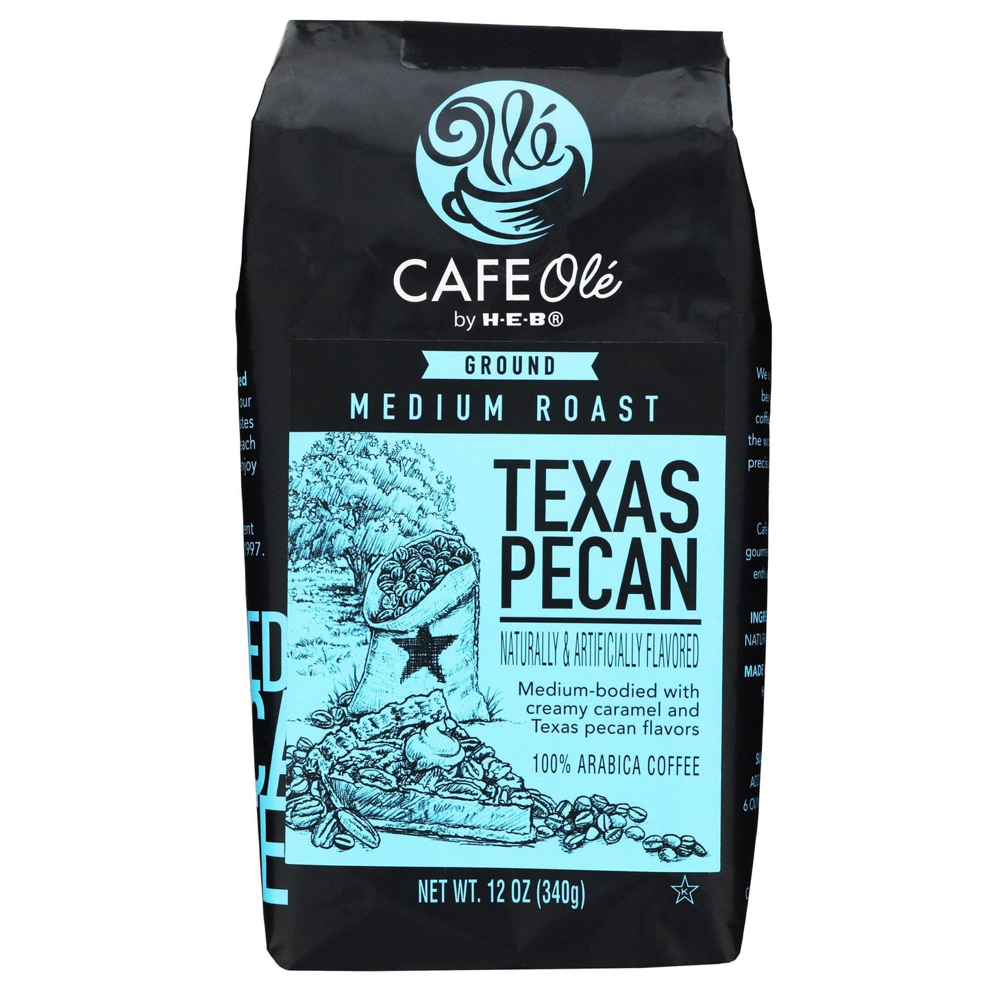 CAFE Olé Ground Coffee, Texas Pecan Flavor, 12 Ounce (Pack of 1)