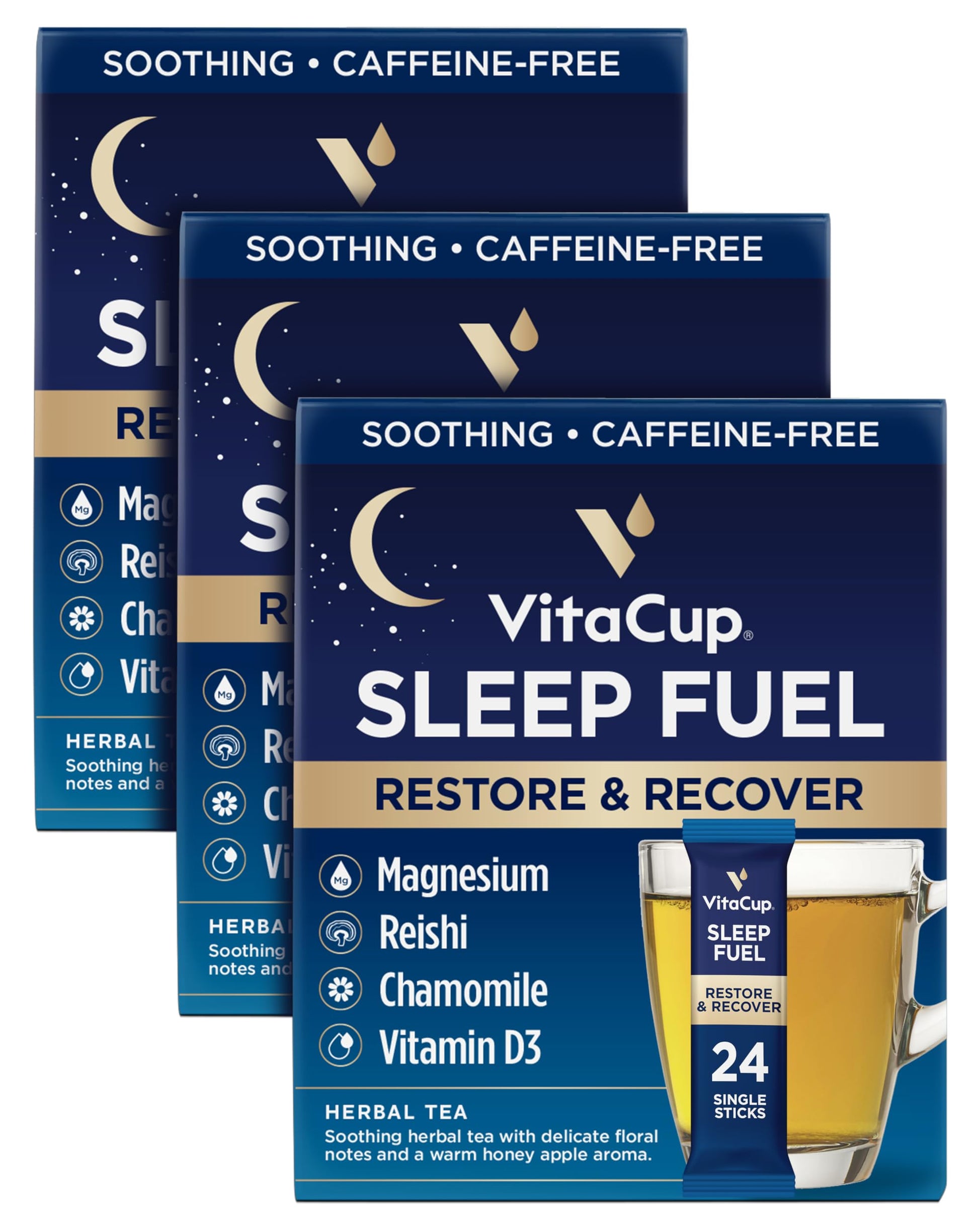 VitaCup Sleep Fuel Instant Tea Packets, Chamomile & Magnesium, 72 Count