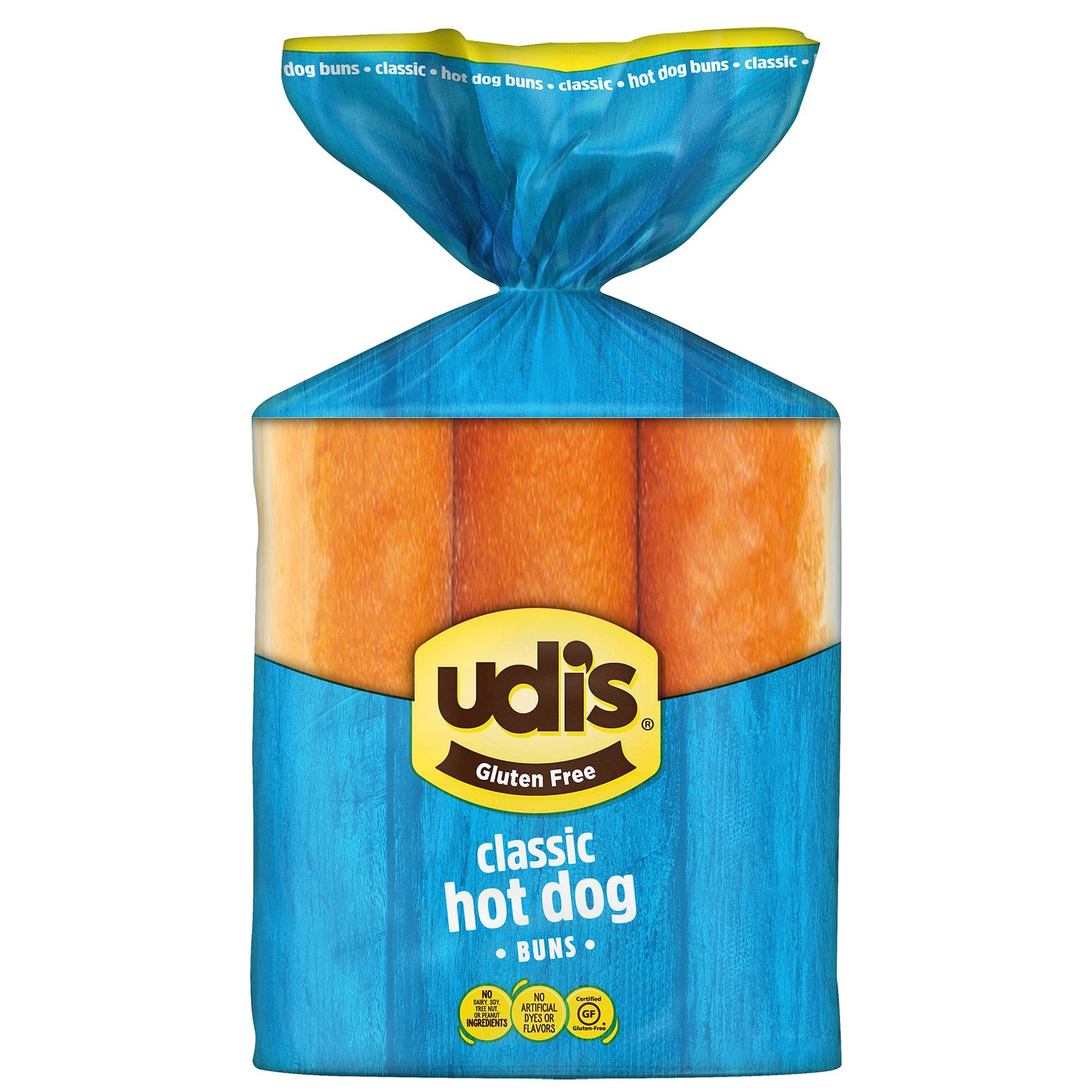 Udis Gluten Free Classic Hot Dog Buns, Frozen, 14.3 Ounce