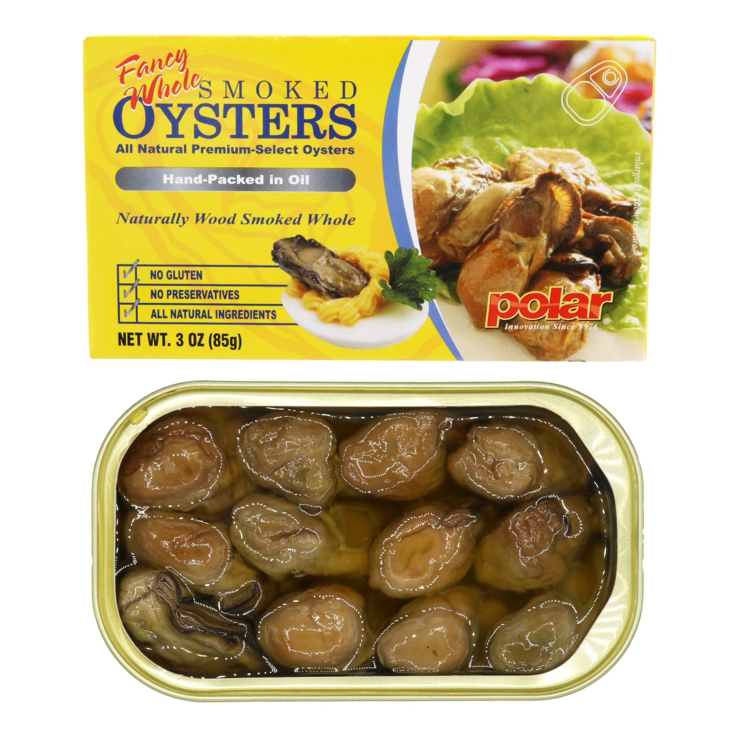 MW Polar Whole Smoked Oysters, 3 Ounce (Pack of 12)