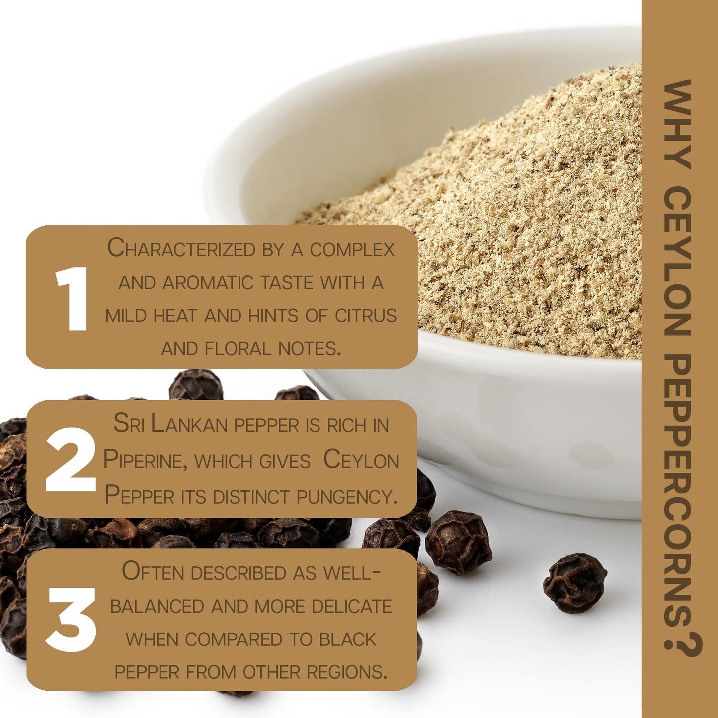 Gourmanity Select Organic Fine Ground Black Pepper, Ceylon Black Ground Pepper Spice, Ideal For Seasoning And Gourmet Cooking, V
