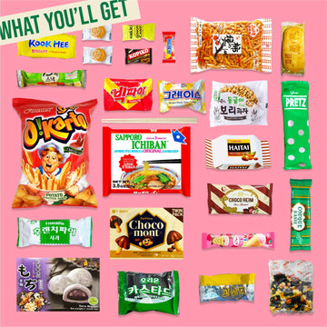 Seconde Nature Korean and Japanese Snack Box - 25 Count Care Package with Chips, Cookies, Noodles, and Mochi - Ideal for All Ages
