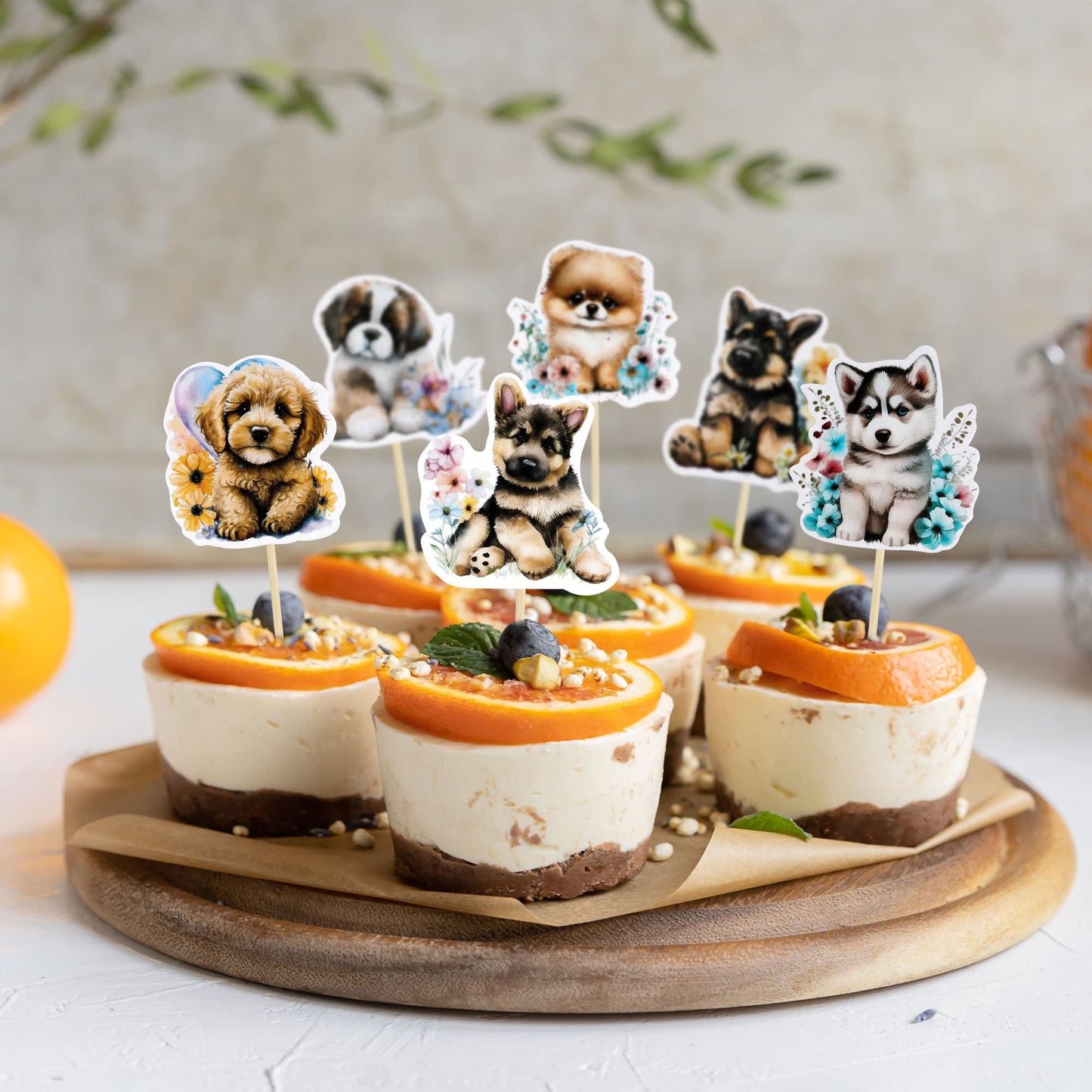 Gyufise Dog Cupcake Toppers - 36Pcs Cartoon Puppy Picks for Pet Theme Baby Shower & Birthday Parties, Paper, Dog Color