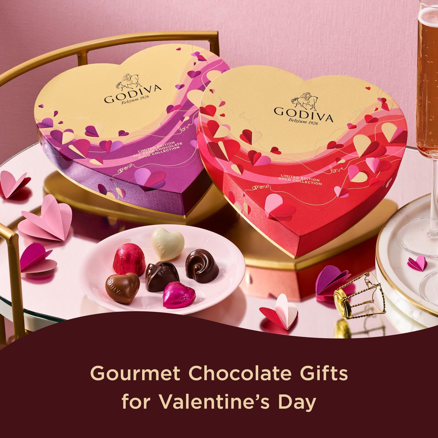 Godiva Chocolatier Valentines Day Heart Chocolate Gift Box - 14 Piece Assorted Luxury Dark Chocolate Candy With Gourmet Fillings
