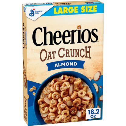 Cheerios Oat Crunch Almond Breakfast Cereal, 18.2 oz Box (Pack of 12)