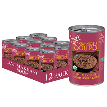 Amy's Dal Makhani Creamy Lentil & Beans Soup, Kosher, USDA Certified Organic, Gluten Free & Non-GMO, 14.2 Ounce (Pack of 12)