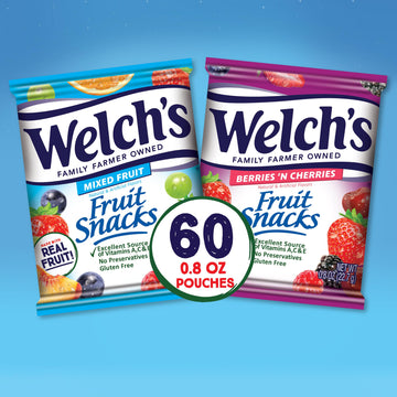 Welch'S Fruit Snacks, Mixed Fruit & Berries 'N Cherries Variety Pack, Perfect Halloween Candy Bulk Pack, Gluten Free, 0.8 Oz Ind