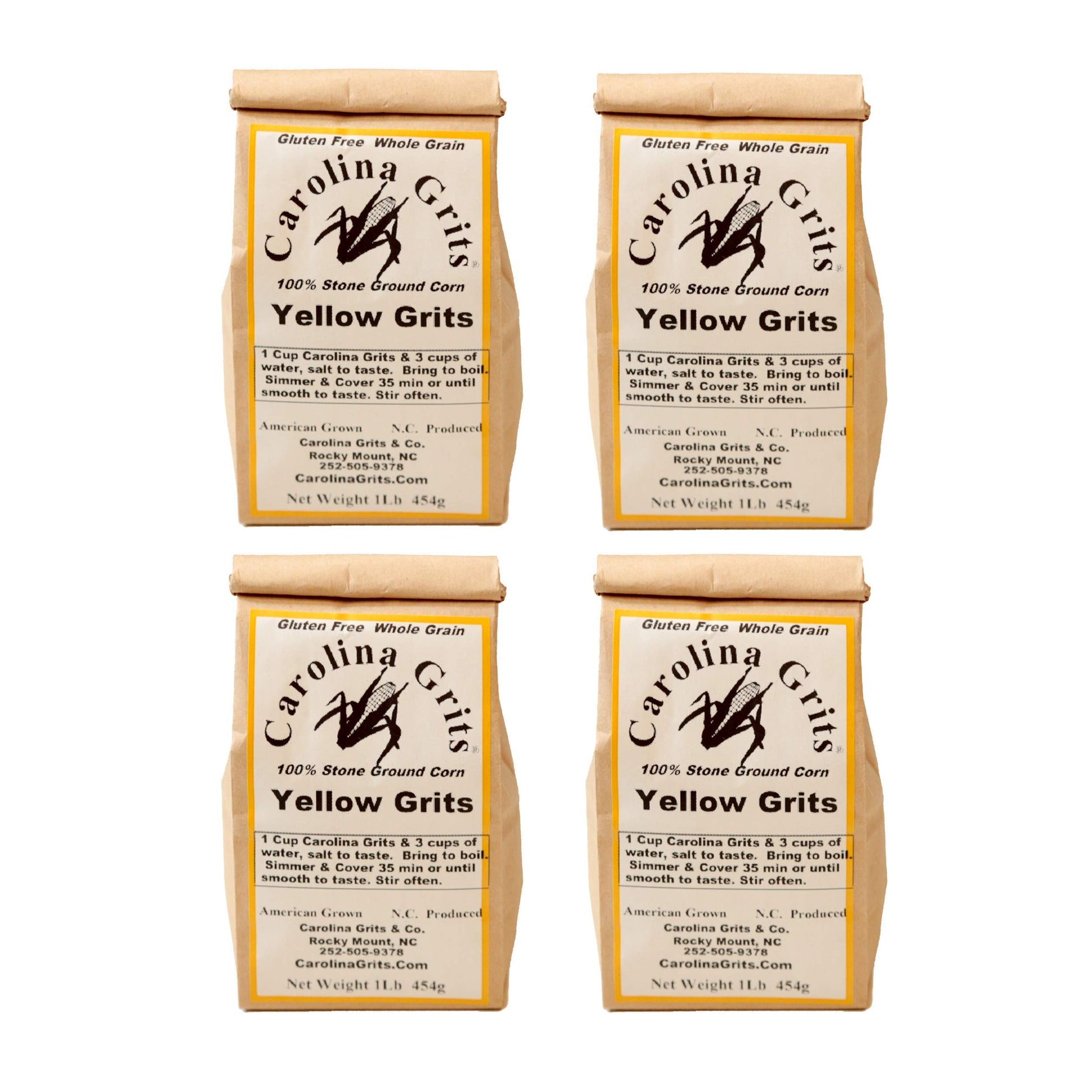 CAROLINA GRITS Traditionally Stone Ground Yellow Grits, 4 Pack, 1 Pound