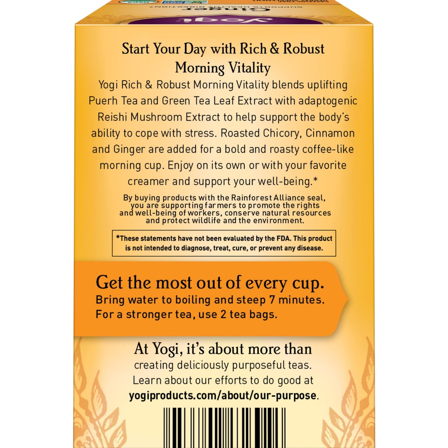 Yogi Tea Rich & Robust Morning Vitality - 64 Organic Tea Bags (4 Pack) - 16 Count