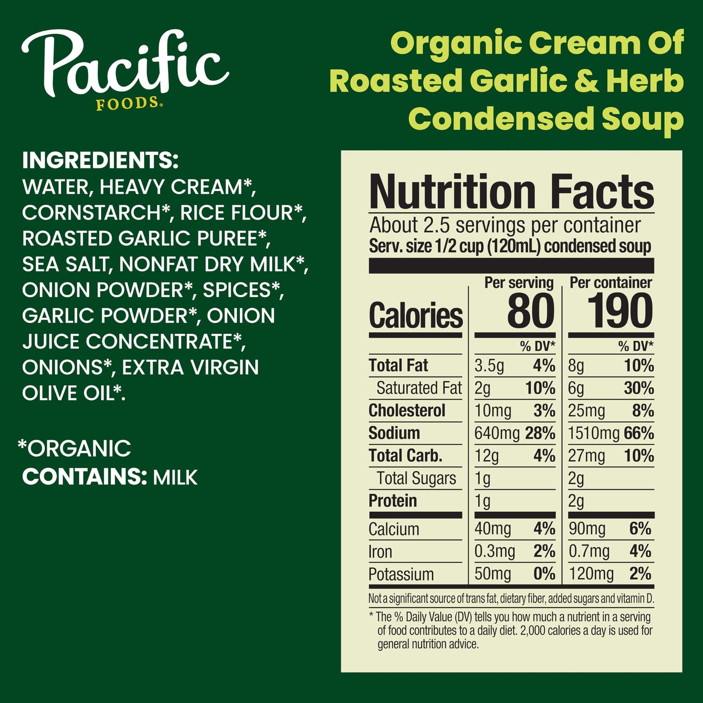 Pacific Foods Organic Condensed Cream Of Roasted Garlic And Herb Soup, 10.5 Oz Can