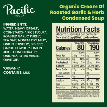 Pacific Foods Organic Condensed Cream Of Roasted Garlic And Herb Soup, 10.5 Oz Can