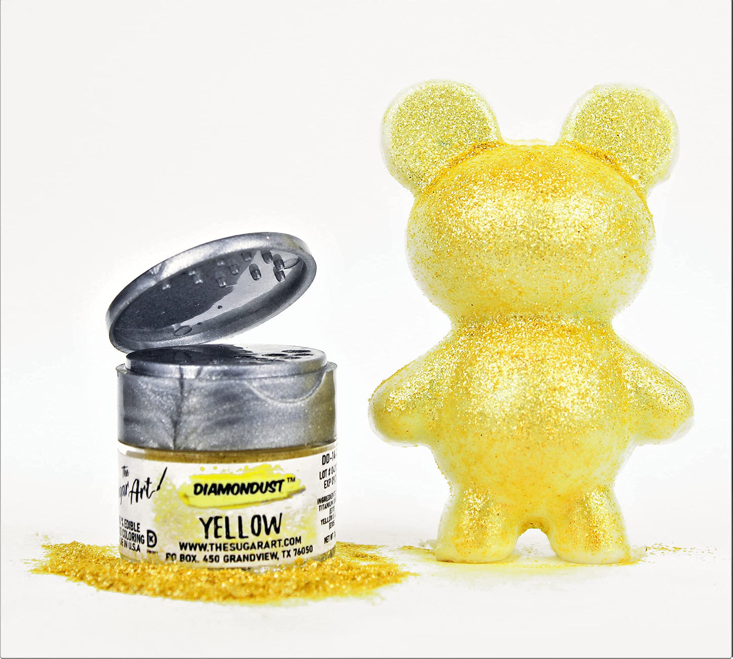 Yellow Edible Glitter for Drinks, Cocktails, Cake Decorating, Strawberries, Chocolates & More | No Taste | 4g | 100% Food-Safe |