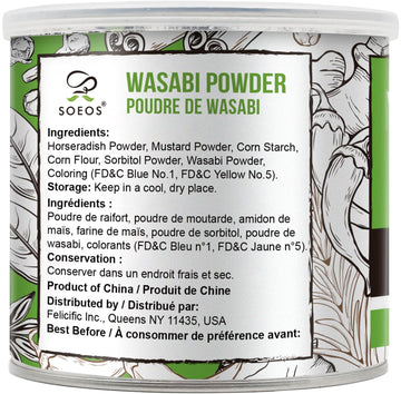 Soeos Wasabi Powder, Premium for Sushi & Sashimi, 8oz (227g), Green