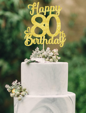 80 Birthday Cake Toppers-Gold Glitter, Eighty Cake Topper, 80 cake topper, 80th birthday decorations,80th Birthday Cake Topper, 