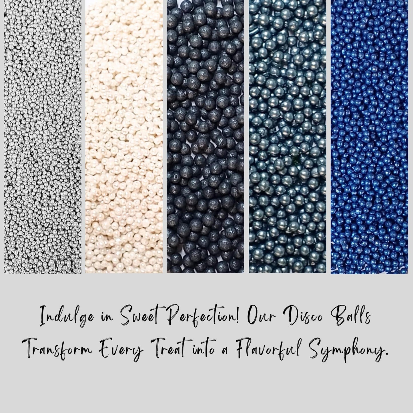 Confect Pearl Sprinkles | Pack Of 5 Edible Disco Ball Sprinkles For Cakes & Cupcakes Decoration | Mix Sliver, White, Black, Grey & Navy Blue Dragees - Starry Night | Vegan, Gluten-Free, Nut-Free, Soy-Free, Dairy-Free, Palm Oil-Free - 5 Oz