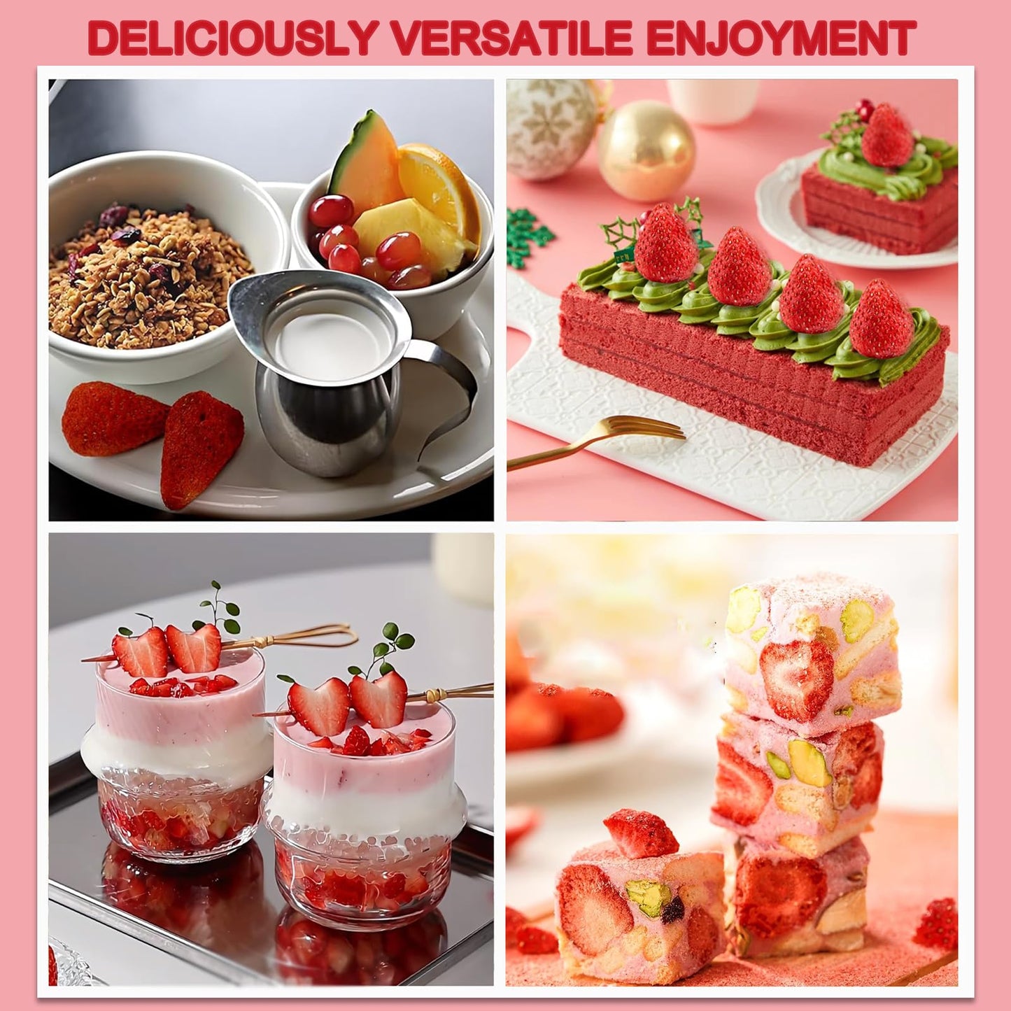 Cubierta Freeze Dried Whole Strawberries 7oz Natural Sweet & Sour Crispy Dehydrated Fruit Snack No Sugar Added