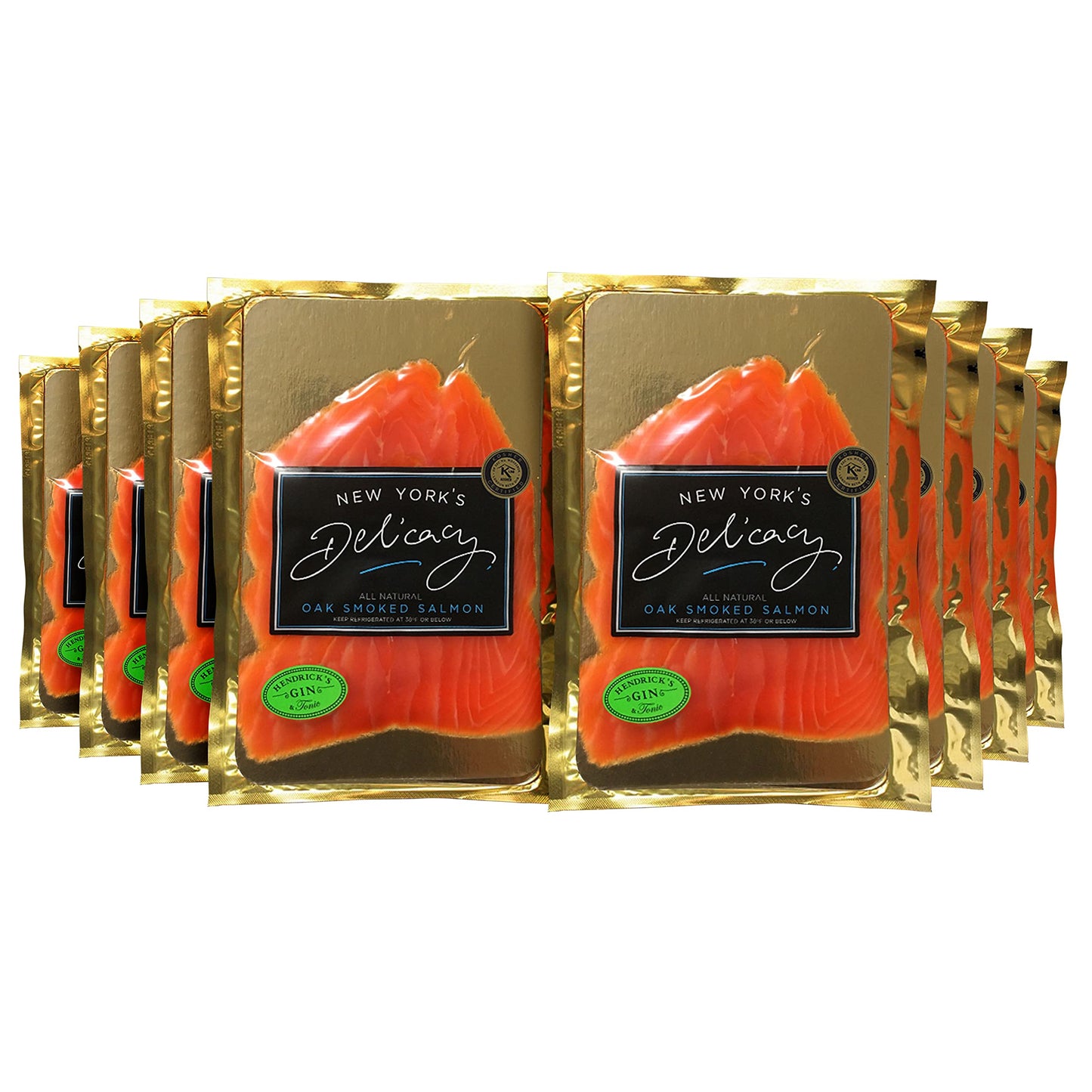 New Yorks Delicacy Smoked Salmon Nova - Pre-Sliced, Fully Trimmed, Kosher, Gluten Free, 8 x 4 Oz. (2.0 Lb.)
