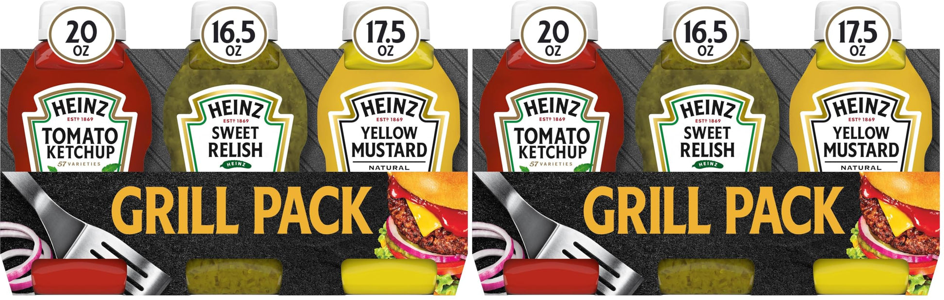 Heinz Tomato Ketchup, Relish, and Mustard Picnic Pack, 3 Count (Pack of 2)