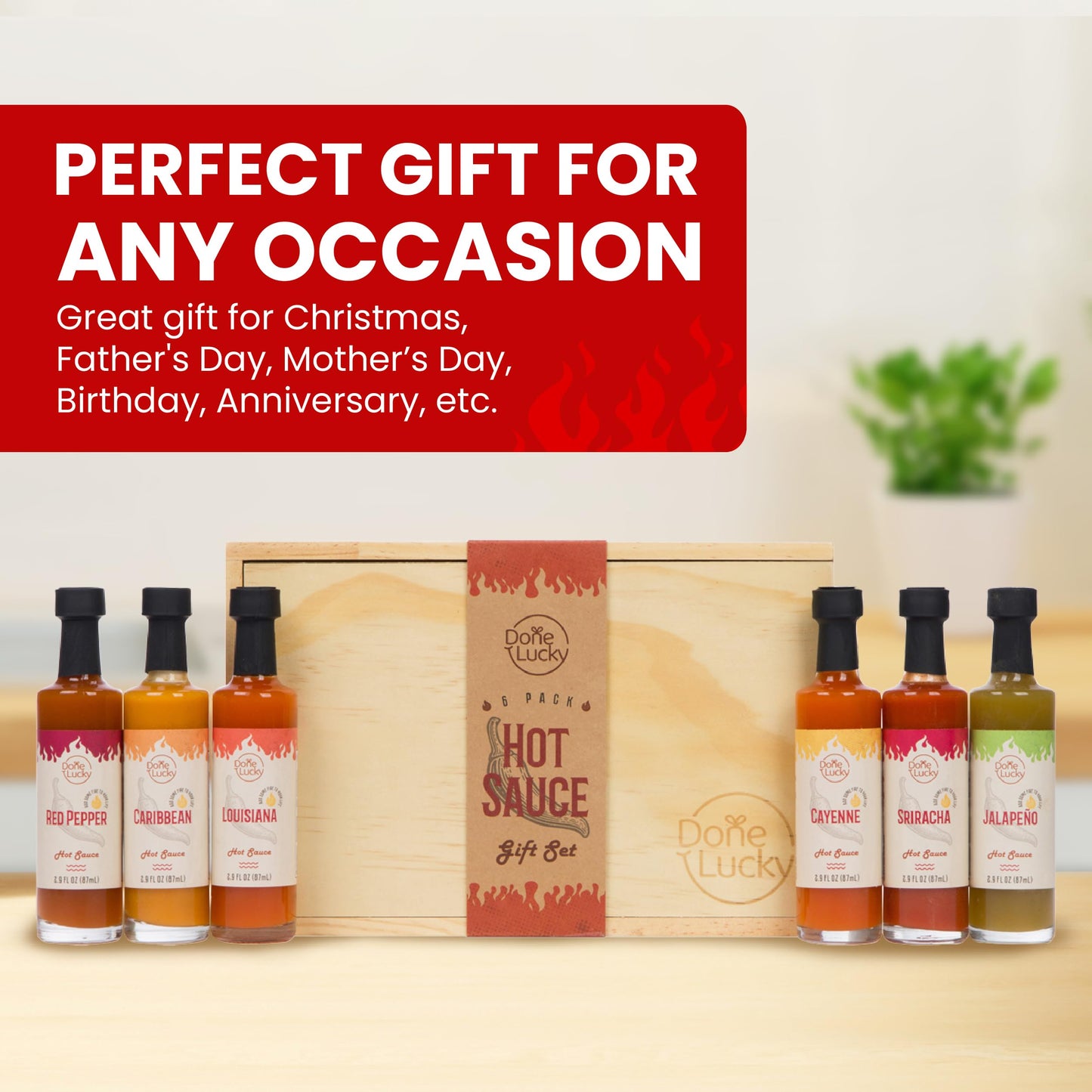 Hot Sauce Gift Set (6 Pack) - Hot Sauce Variety Pack In Premium Wooden Box - Great Gift For Birthday, Christmas, Father'S Day Fo