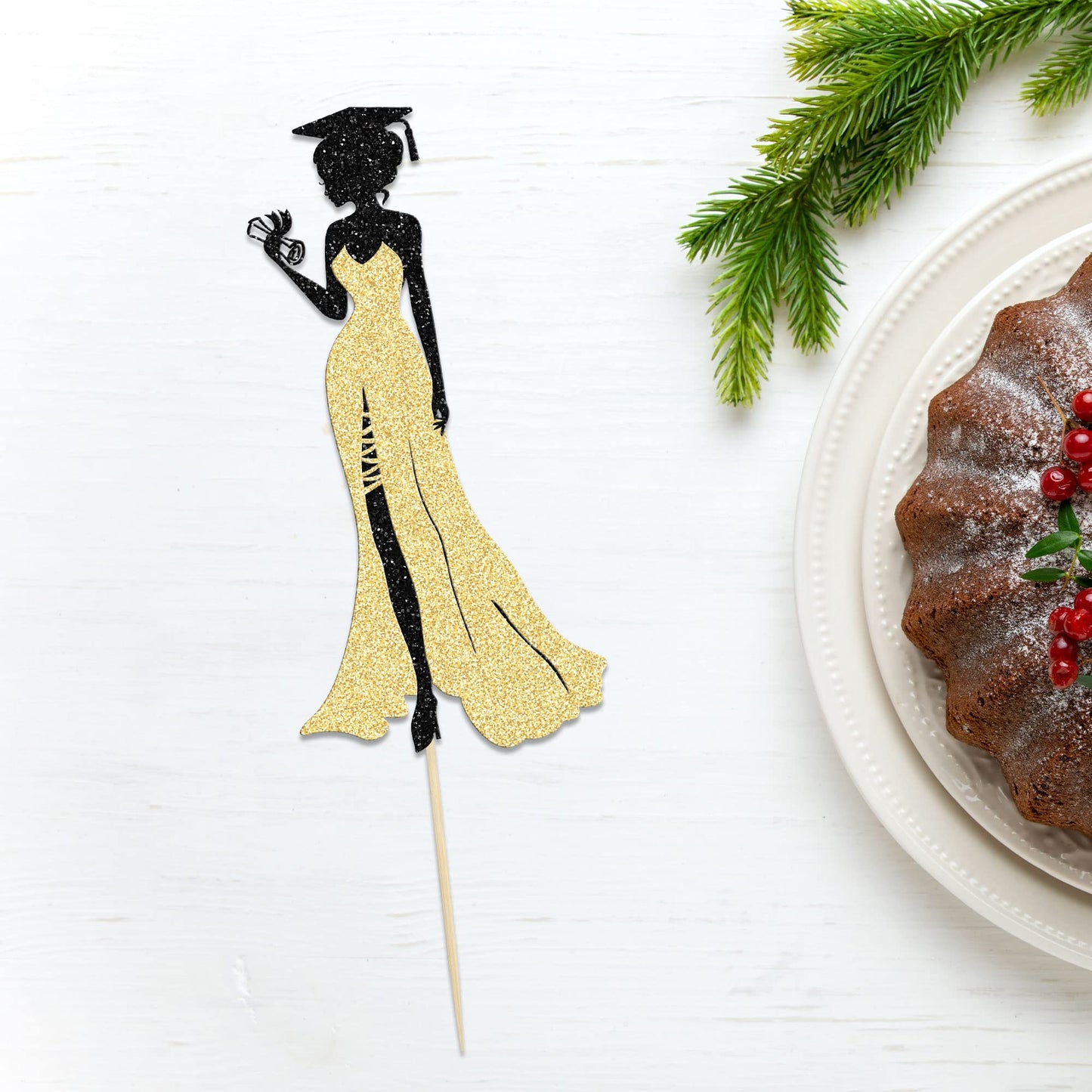 1Pc 2024 Graduation Cake Topper With Glitter Grad Cap Diploma High Heel Girl Graduation Cake Pick 2024 Senior Graduation Cake De