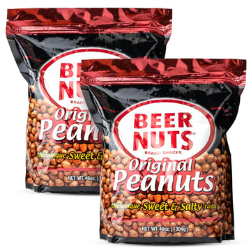 Malt-Inspired Nuts Original Peanuts - Sweet & Salty Bar Nuts - Gluten Free, Kosher, Low Sodium Peanut Snacks Made In The Usa - 46Oz Resealable Bag (Pack Of 2)