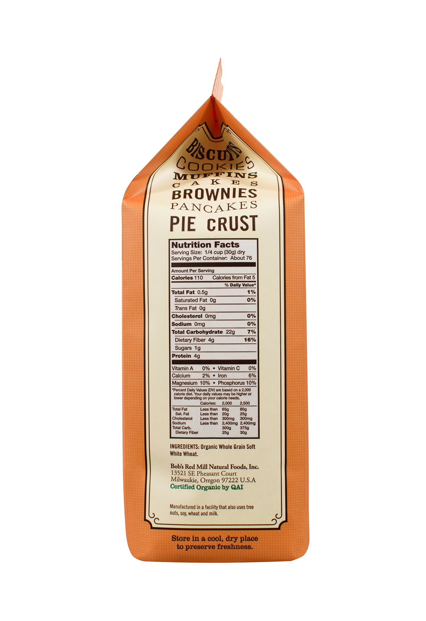 Bob's Red Mill, Organic Pastry Flour, Whole Wheat, 5 lb
