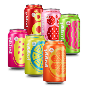 Poppi Sparkling Prebiotic Soda Variety Pack, 12 Fl Oz (Pack of 12), Fun Favorites, Model 1-254