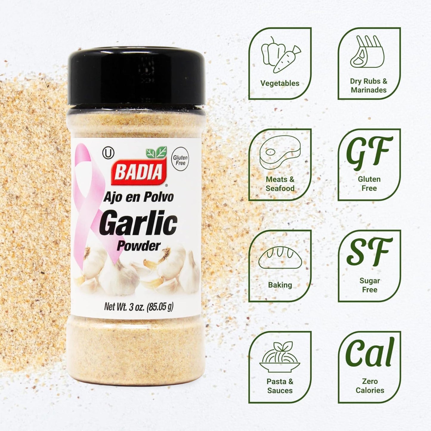 Badia Garlic Powder, 3 oz - Freshly Ground & Flavorful