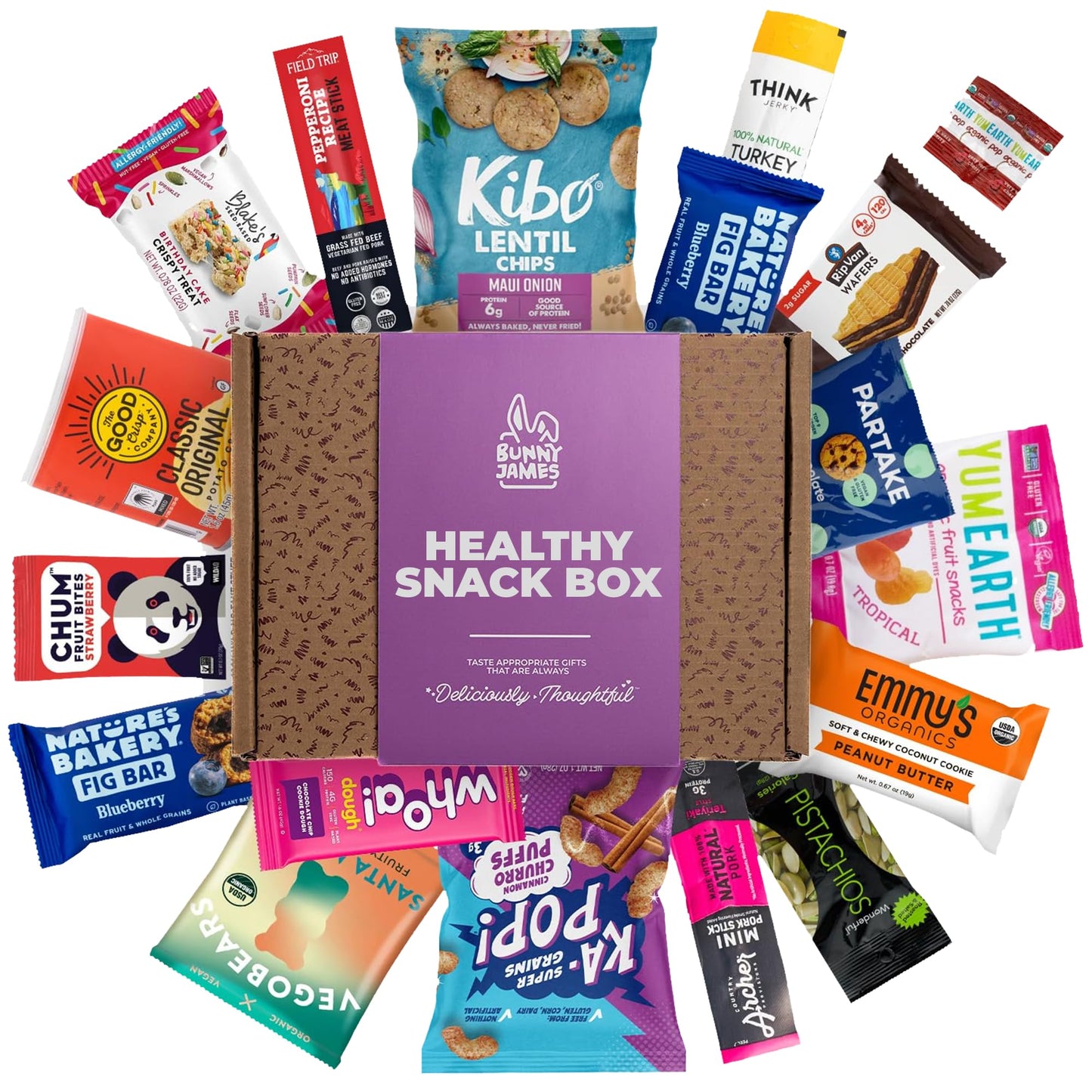 Thinking of You Snack Gift Box - Variety of Sweet & Savory Gourmet Snacks for Adults - Assorted Healthy Treats, Jerky, Cookies,