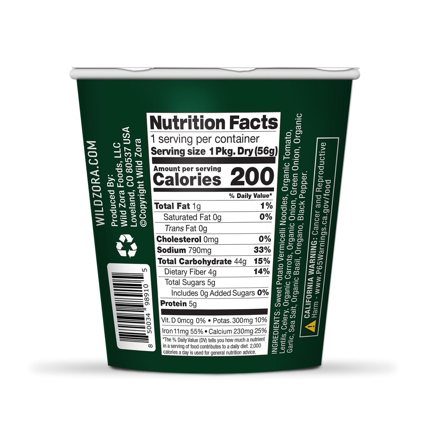 WILD ZORA Vermicelli Noodle Soup - Gluten Free Instant Snack - Vegan - 2 Ounce (Pack of 4)