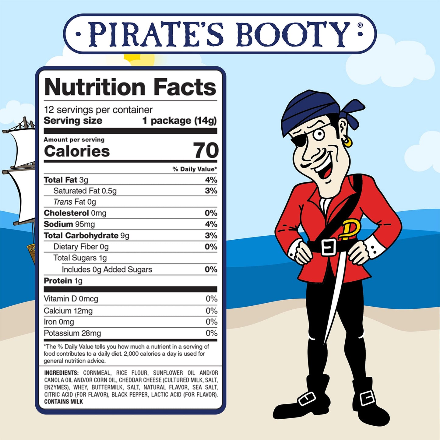 Pirate'S Booty Aged White Cheddar Cheese Puffs, Gluten Free, Halloween, Healthy Kids Snacks, 0.5Oz Individual Size Snack Bags (1