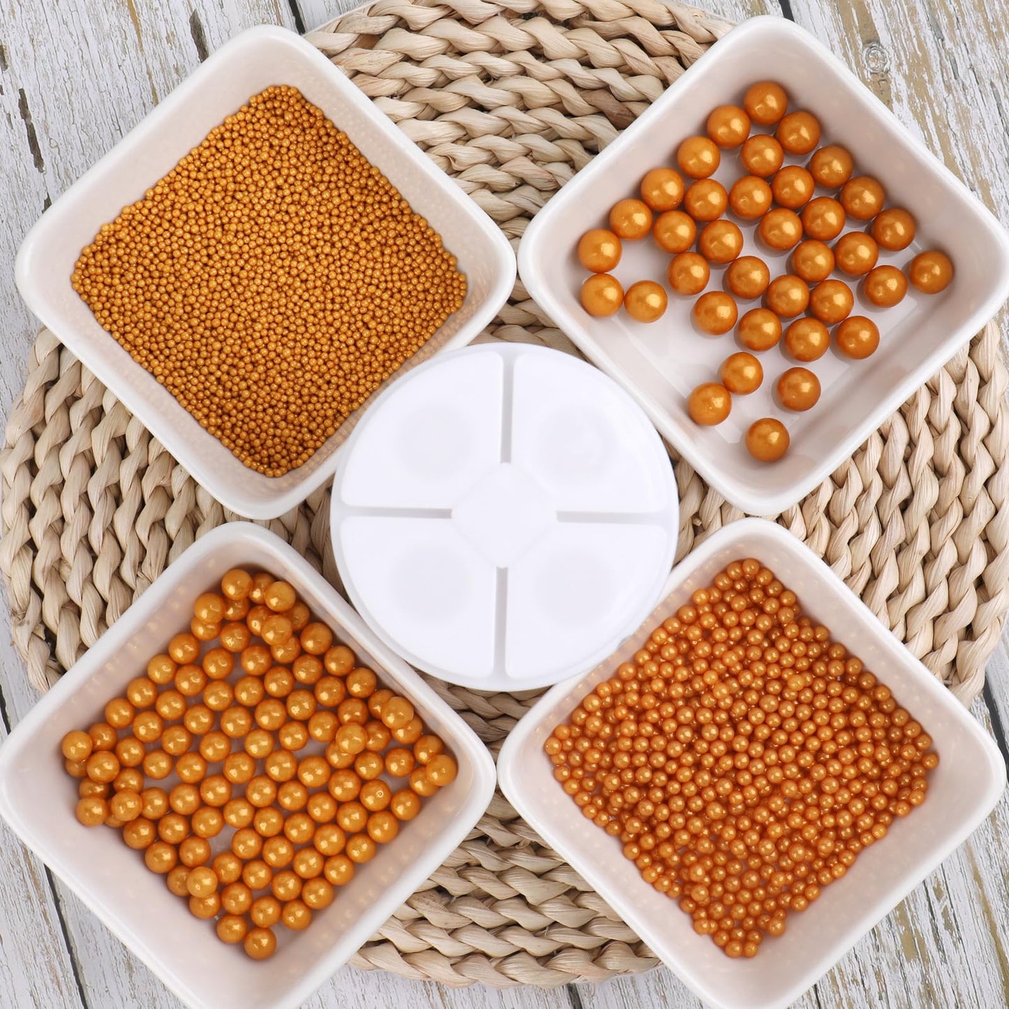 Sprinkles For Cake Decorating, Yellow Pearl Sprinkles 4 Sizes Mix For Cake Cupcake Cookie Baking Donuts Ice Cream Toppings