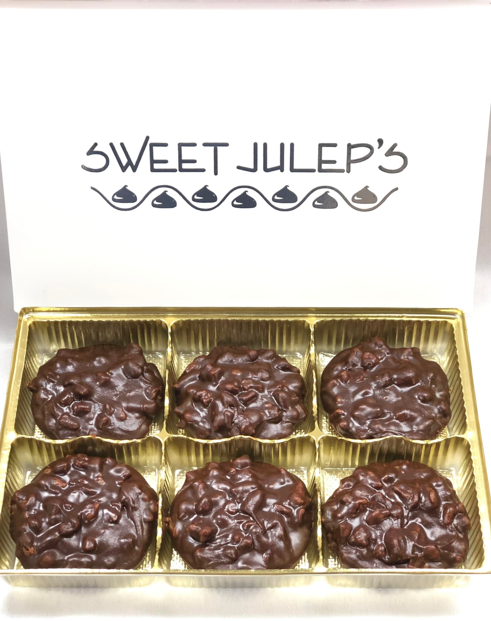 Chocolate Pecan Pralines (6 Count) | Charleston Chocolate Pralines | Southern Chocolate Pecan Candy