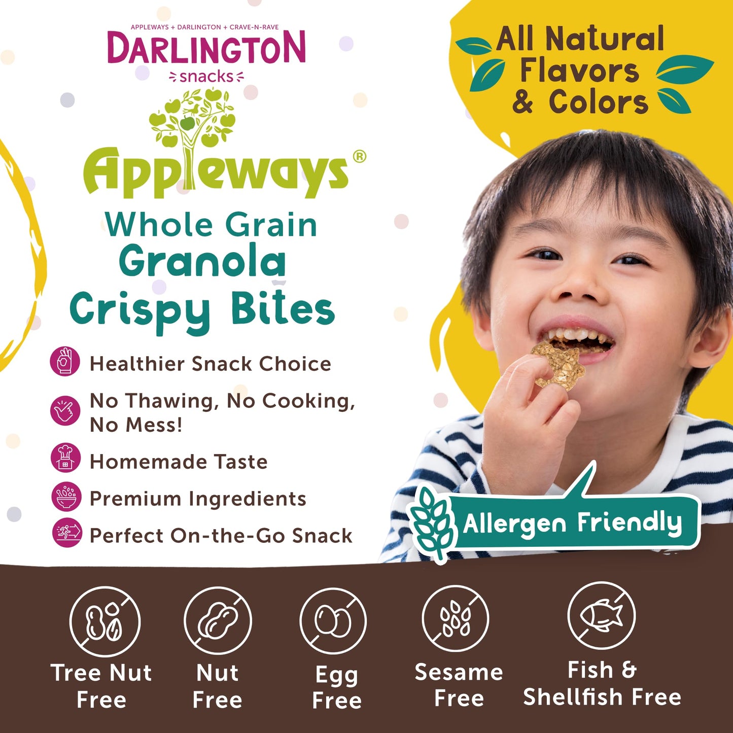 Appleways Crispy Granola Bites, Pack of 20 (1 oz Each), Granola Mini Snacks Individually Wrapped Healthy with No Preservatives.