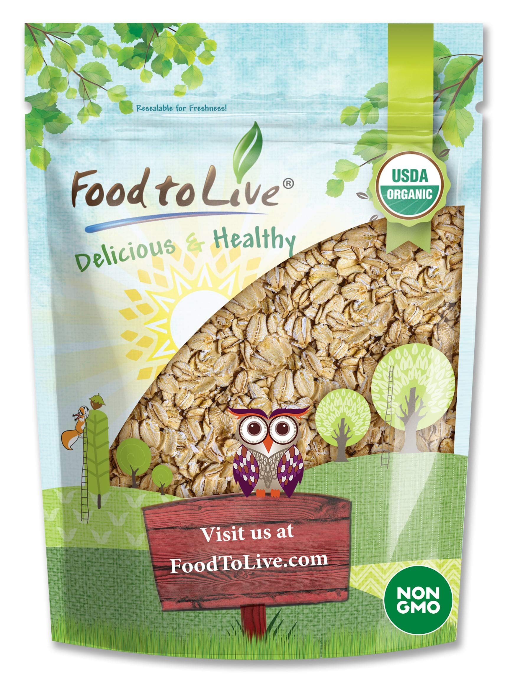 Food To Live Organic Spelt Flakes, 2 Pounds - Rolled Spelt Made From Whole Grain Non-Gmo Berries, Uncooked, Raw Whole Foods, Vegan, Kosher, Bulk, Great For Breakfast Cereal And Granola.