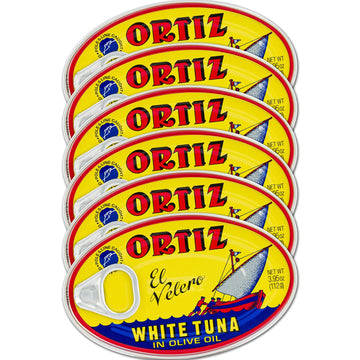 Ortiz White Tuna In Olive Oil, Fresh Tender Slices, Spanish Wild Caught Tuna, High In Protein And Omega 3 Fats, Excellent In Salad, Pasta Or Sandwiches - No Need To Add Mayo, 3.95Oz Can (Pack Of 6)