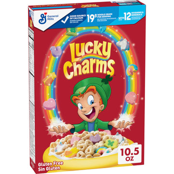 Lucky Charms Gluten Free Cereal With Marshmallows, Kids Breakfast Cereal, Made With Whole Grain, 10.5 Oz