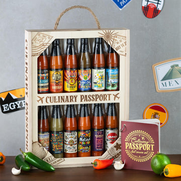 Culinary Passport Hot Sauce Variety Pack - 12 Bottles Gift Set