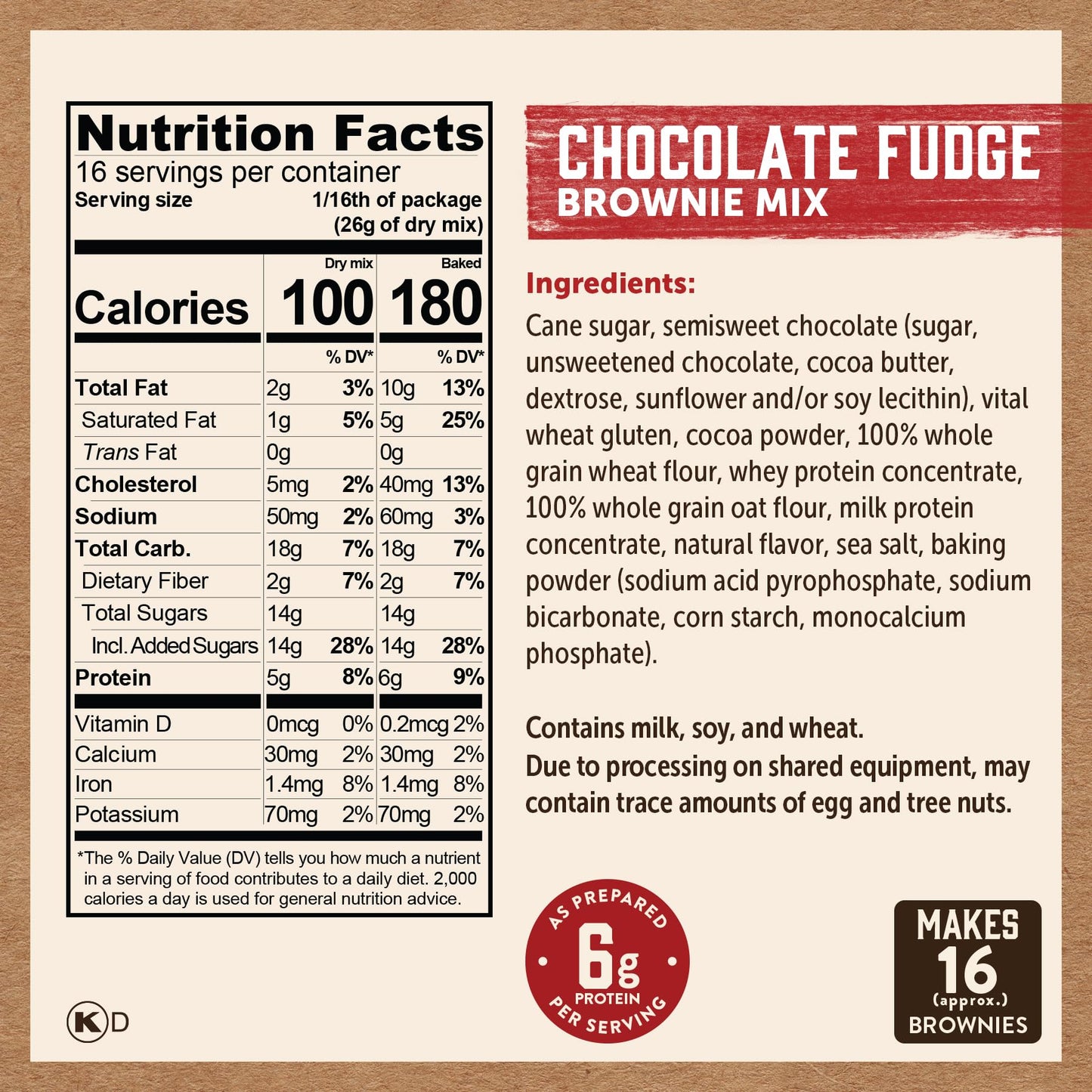 Kodiak Cakes Chocolate Fudge Brownie Mix, 14.8 Ounce Boxes (Pack Of 6)