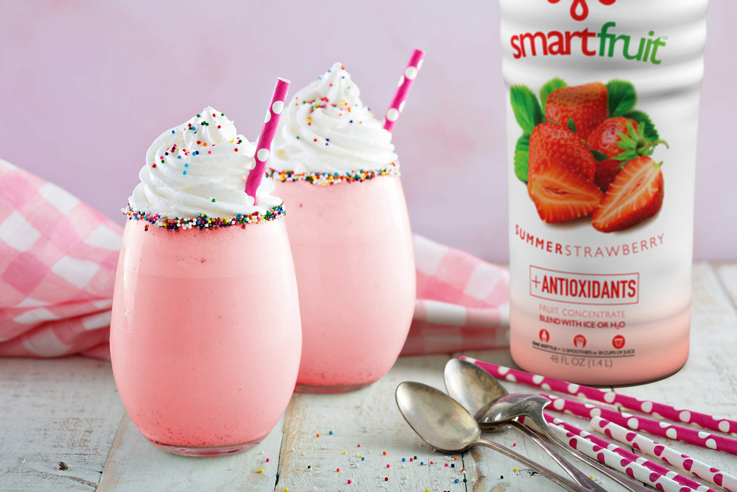 Smartfruit Summer Strawberry + Antioxidants, 100% Real Fruit Pur  e, Non-GMO, No Additives, Vegan - 48 Fl. Oz